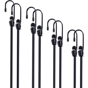 Bungee Cords with Hooks 8 Pack Bungee Cord Includes 12 inches, 18 inches, 24 inches, 36 inches for Bundling Items, Fixing Tarps, Tents, and Carrying Luggage Black