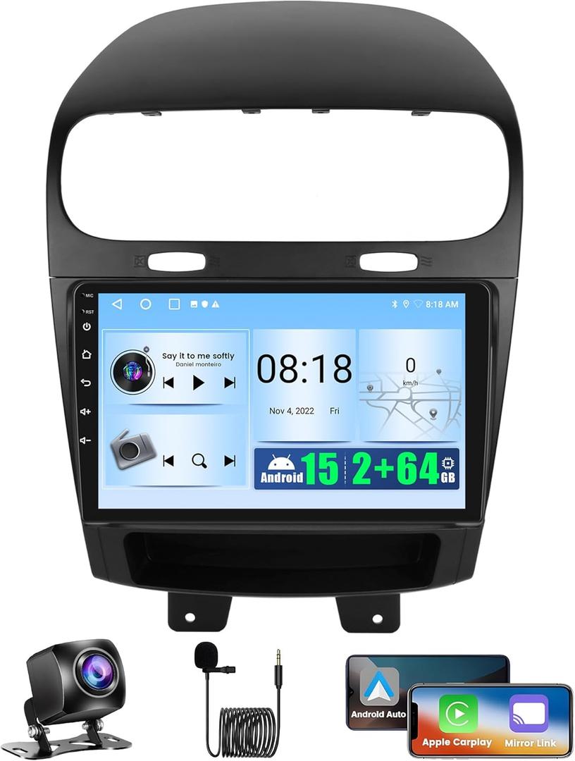Android 15 for Dodge Journey 2011-2019 / FIAT Freemont 2012-2014 Car Stereo Wireless CarPlay Android Auto, Realdio 9" Touch Screen for Journey Car Radio with WiFi GPS 2+64GB Bluetooth EQ Backup Camera