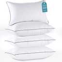 HUXMEYSON Pillows Standard Size Set of 4, Bed Pillows Set of 4, Down Alternative Luxury Hotel Pillows for Sleeping and for Side and Back Sleepers