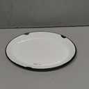 Red Co. Enamelware Metal Classic 13 Serving Oval Tray Platter, Distressed White/Black Rim