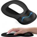 EooCoo Ergonomic Mouse Pad with Gel Wrist Rest Support Middle Concave Design, Relieve Wrist Pain Mousepad, Non-Slip Base for Laptop, Computer, Office Desk Accessories, Carpal Tunnel Syndrome (Black)