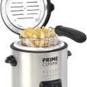 1 Liter Electric Deep Fryer with Temperature Control, User Friendly Stainless Steel Fry Basket, Auto Shut Off Feature,Free, Stainless Steel and Black
