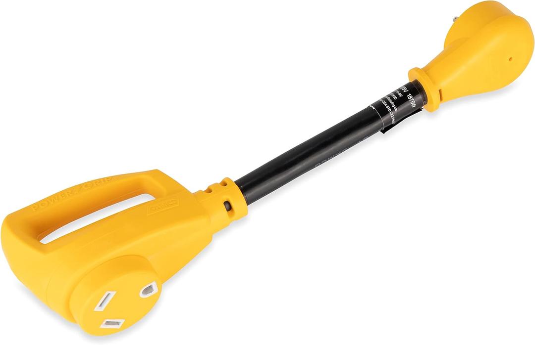 Camco Camper/RV Dogbone Electrical Adapter - Features 15-Amp Male (NEMA 5-15P) & 30-Amp Female (NEMA TT-30R) - Rated for 125 Volts/1875 Watts & Crafted w/Copper 10/3-Gauge Wires (55165)