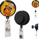 Magnetic Badge Holder with Strong Magnet Back, Dog on Fire Retractable Badge Reel, ID Card Clip for Nurses, Teachers, Office Professionals