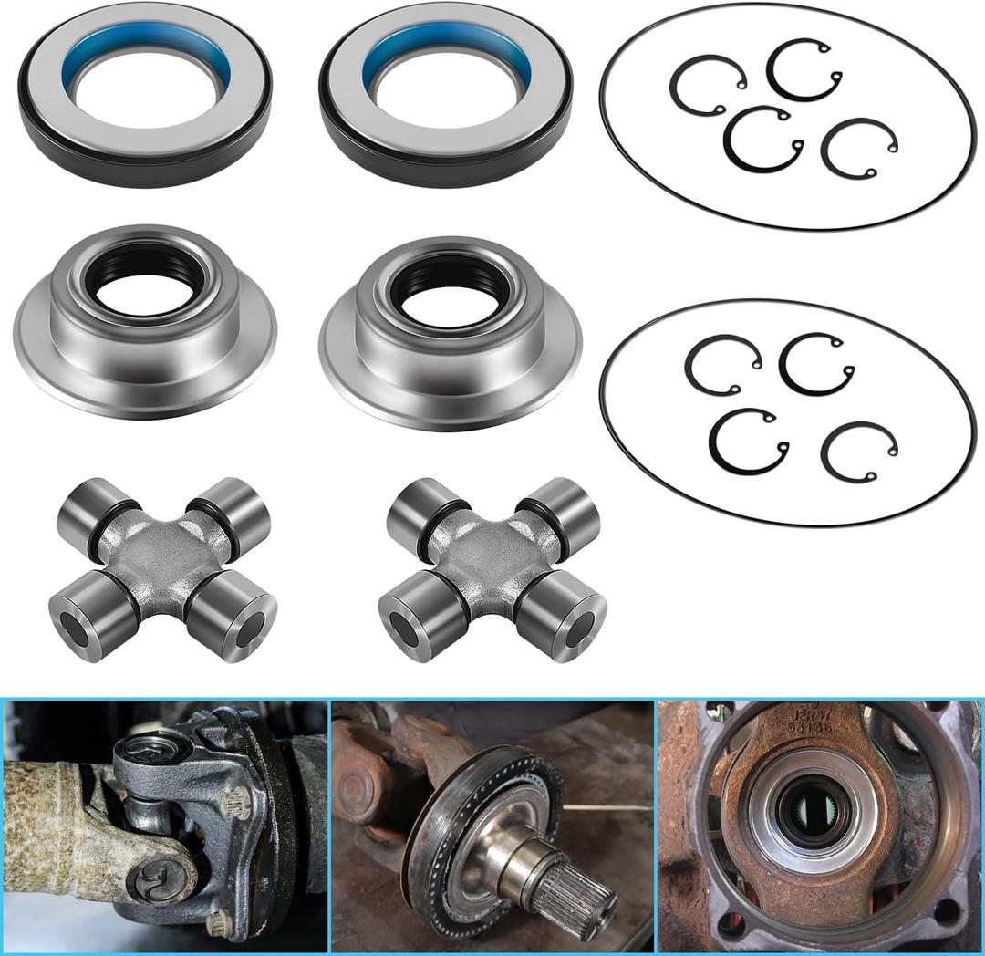 Front Axle Vaccum Knuckle Seal & Hub O-Ring & Dust Seals Kit With Driveshaft U-Joint Fit For Ford F250 F350 Super Duty With Dana Super 60 (2005 to 2019)