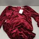 Bbonlinedress Womens Velvet Long Sleeve Formal Wedding Guest Vintage Cocktail Holiday Party Midi Dress (Large)