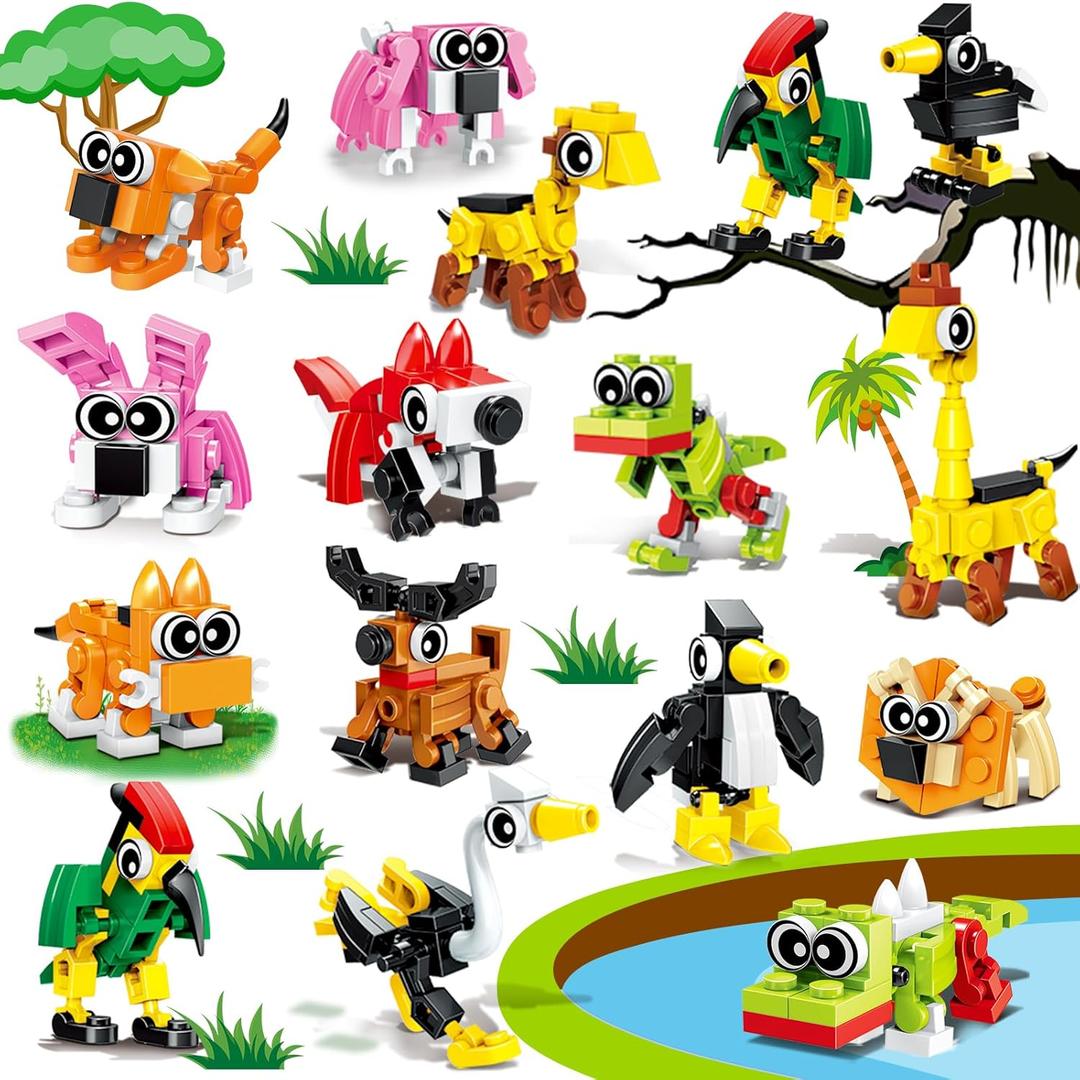 30PCS Mini Animal Building Blocks Party Favors for Kids 4-8 8-12 Birthday Goodie Bag Stuffers Classroom Treasure Box Toys Carnival Prizes Bulk Pinata Fillers Trinket End of Year Student Gifts Boy Girl