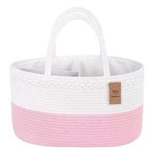 19L Baby Diaper Caddy Organizer, 16.8"x9.8"x9" Cotton Rope Diaper Basket, Changing Table Storage Caddy With Removable Divider, Baby Basket for Nursery, Car, Diapers, Baby Shower Gifts for Newborn