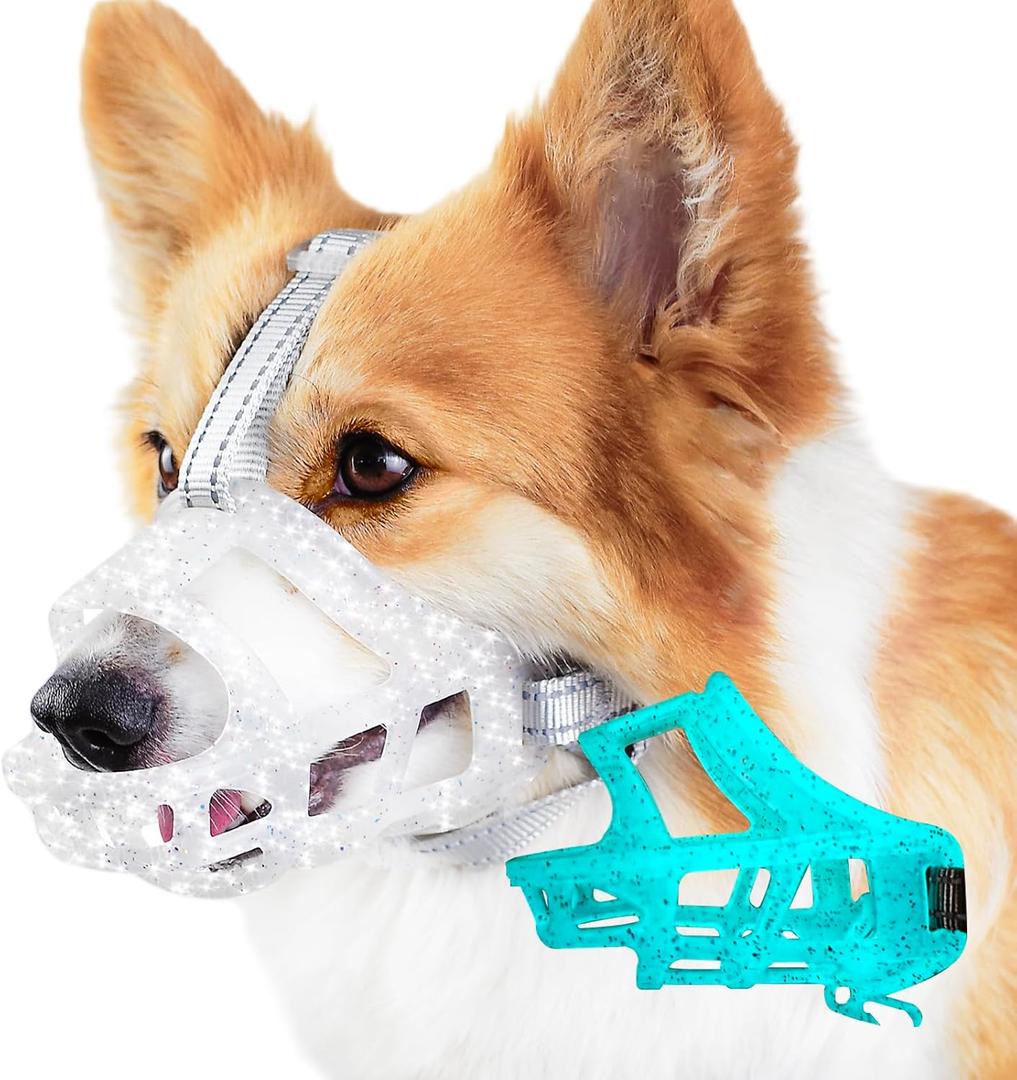 Glow-in-The-Dark Dog Muzzle, Basket Muzzle for Small Medium Large Dogs,Anti-Biting Chewing, Lightweight Cage Design,Allows Drinking & Panting,for Grooming & Training Size S (Size S Sout (6.3"-7.28"))
