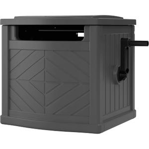 150ft Hose Hideaway Hose Reel, Gray - Retractable Automatic Rewind Garden Hose Reel for Outdoor Yard, Wall Mountable Hose Storage Holder with Compact Design