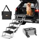 VEVOR Dog Stairs for Car Wide 5-Steps,Folding Dog Car Ramp with Nonslip Surface, Portable Pet Steps Lightweight Aluminum for Car, SUV and Truck, Supports up to 150 lbs