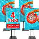 2-Pack Poster Stand - Heavy Duty, Double-Sided, Adjustable Height Up to 80 inches, Outdoor Banner Stand - Black