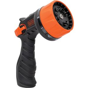 Black + Decker Heavy-Duty 10-Pattern Poly Thumb Control Nozzle Ergonomic, Versatile, Precision Garden Hose Attachment BD8439