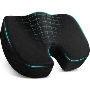 Seat Cushion, Memory Foam Office Chair Cushion - Black, Large