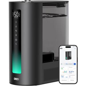 Dreo 6L Humidifiers for Bedroom, Smart Warm & Cool Mist for Large Room, 60Hr Quiet Runtime for Baby, Plant, Humidity Sensor, Indicator Light, 12H Timer, Google/Alexa, Black