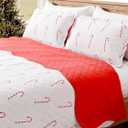 Quilt Set Full/Queen Size - Christmas Quilts - 3 Piece Lightweight Comforter Set with 2 Pillow Shams - Coverlet Blanket for All Seasons - Xmas Festive Winter Holiday Bedspread - Candy Canes, 98 x 90