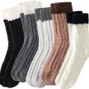 fauson Fuzzy Socks for Women - 5 Pairs Slipper Socks for Women, Soft & Cozy Slipper Sock for Winter Home and Sleeping