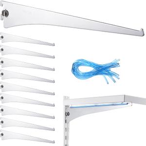 Gisafai 10 Pack Shelf Bracket Adjustable Shelving Brackets Single Track Twin Track System Metal Stand for Shelving Shelf Standard Stand for Stores Closet Kitchen, (Silver,12 Inch)