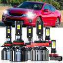 Lights Fit For Honda Accord 2008-2012 Coupe & 2013-2015, 9005 High Beam H11 Low Beam H11 Fog Light Bulbs, High Power 6500K White Light, Pack of 6