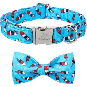 4th of July Dog Collar with Bow Tie, Summer Ice-cream Flag Day Dog Bowtie Collars, Blue Adjustable Patriotic Pet Collar for Large Dogs  XL