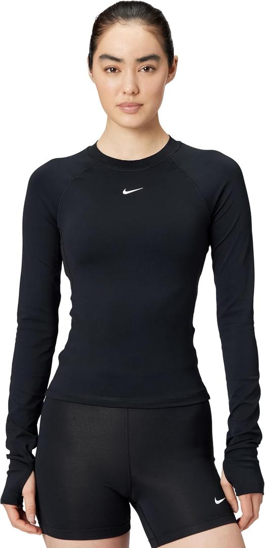 Nike Women's Victory Baselayer Long Sleeve, Black/White, Small