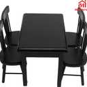 Miniature Dining Table and Chairs Set 5pcs 1:12 Scale Dollhouse Room Furniture Kitchen Mini Wooden Chair Accessories, Model Accessory Decoration for Doll House DIY Hobby, Black
