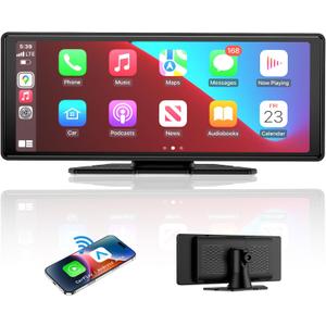 Wireless Apple Carplay Screen for Car, 10.26" HD Touchscreen Portable Android Auto Car Stereo with Bluetooth Car Radio Receiver Support GPS Navigation, Voice Control, Mirror Link, FM/AUX