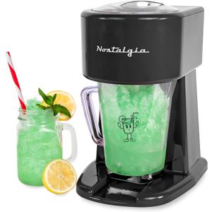 Nostalgia Retro 40-Ounce Frozen Beverage Station - Slushie Machine and Ice Shaver with Automatic Mixing for Soda, Cocktails and Margaritas - Easy & Safe Use - Black