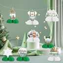 Jollyboom Winter Baby Shower Decorations, 8pcs Baby Its Cold Outside Honeycomb Centerpiece Welcome Baby Snowflake Table Centerpiece for Winter Woodland Jungle Forest Mountain Decoration Party