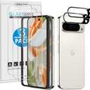 OMOTON for Google Pixel 9 Pro Screen Protector 6.3 inches, 3 Pack Tempered Glass Screen Protector & 2 Pack Camera Lens Protector, Case Friendly/9H Hardness (Not for Pixel 9/9 Pro XL)