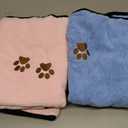 Tegeme 4 Pack Dog Towels for Drying Microfiber Soft Absorbent Pet Bath Towel Dog Drying Grooming Cloth with Embroidered Paw for Pet Cat Bathing Grooming(35 x 20 Inch,Blue, Pink)