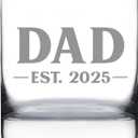 Dad Est 2025 - New Father Whiskey Rocks Glass Gift for First Time Parents - Bold 10.25 Oz Glasses