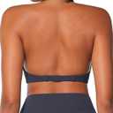 Sunzel Women's Halter Neck Sports Bra, Twist Front Yoga Crop Top with Removable Pads, Open Back V Neck Bra for Gym Workout (Medium, Blue Gray)