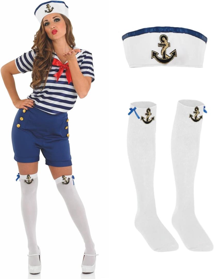 fun shack Sailor Fancy Dress Women, Navy Costume Women, Womens Sailor Costume, Sailor Dress Women (Large, Blue)