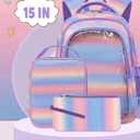 Cute Girls Backpacks with Lunch Box for Kids Candy Gradient Glitter Kawaii School Book Bag for Age 4-6 6-8 8-10 for Primary Kindergarten Elementary Pre School Aesthetic Lightweight Mochila Para Nias (Bubbles)