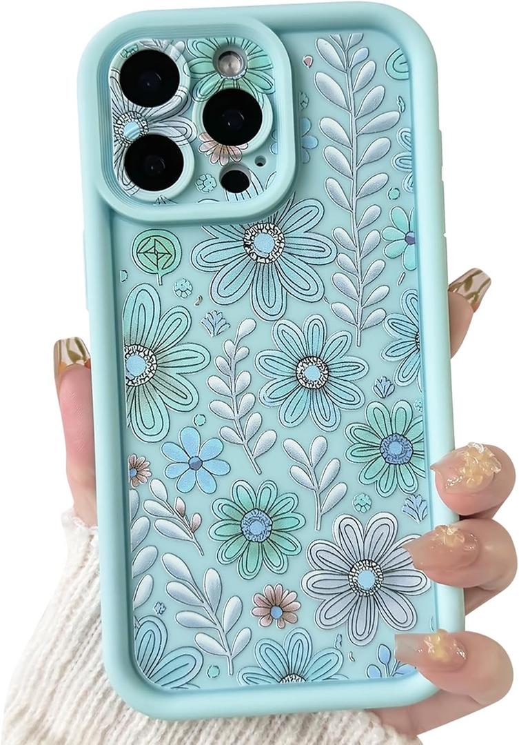 Lovmooful for iPhone 13 Pro Case Cute Color Flower Floral-Blue