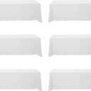 BRILLMAX 6 Pack White Tablecloths 90 x 156 Inch for 8ft Rectangle Tables - 150 GSM Polyester Fabric, Floor Length Drop, Water, Stain & Wrinkle Resistant Cloth Cover for Wedding Reception Banquet