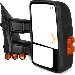 AERDM Towing Mirrors Compatible with 1999-2016 Ford F250 F350 F450 F550 Super Duty Side Mirrors with Amber Turn Signal Light Power Adjustable Heated glass Passenger Black RH