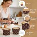 48 Set 15oz Panettone Paper Molds Disposable Non-Stick Baking Cups for Easter, Includes Ribbon, Bags, and Greeting Cards, Oven & Microwave Safe Ideal for Homemade Bread,Cake,Gift Giving, 5.1"W x 4.3"H