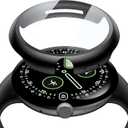 Misxi 2-Pack Case Ultra-Thin Tempered Glass Screen Protector Compatible with Google Pixel Watch 4 (2025) 45mm, High Touch Sensitivity Protective Cover for Pixel Watch 4, Black