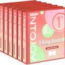 3 Ring Binder 1 Inch, IntoJoy 6 Pack Clear View 3 Hole Binder PVC-Free Fits 8.5x11 Inch Paper Flexible Round Ring Binders for School Office Home Binder Supplies (Orange)