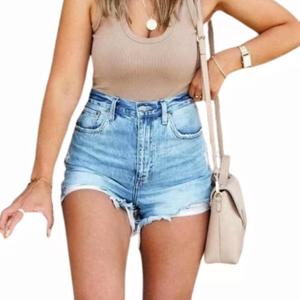 Womens Blue Ripped Denim Jean Shorts Frayed Denim Shorts for Summer (XX-Large)