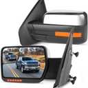 SCITOO Tow Mirrors Compatible with for 2004-2014 for Ford for F150 Pickup Truck Adjusted Heated Turn Signal Puddle Light Chrome Housing Towing Mirrors (a Pair)