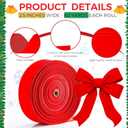 60 Yards Christmas Red Velvet Wired Ribbon 2.5 Inches Large Xmas Ribbon for Garland Wreath Tree Topper Bow Gift Wrapping for Xmas Indoor Decoration Party Gift Embellishment