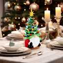 Gnomes Ceramic Christmas Tree 12inch Hand Painted Pre-Lit Gnomes Ceramic with 46 Multicolored Lights for Fireplace Bedroom Night Table Valentine's Day Gift St. Patrick's Day Decoration