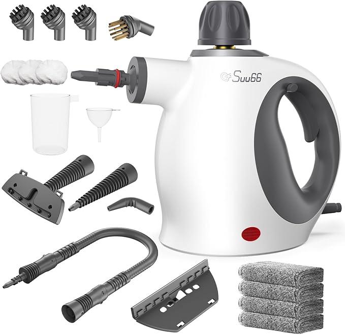 Handheld Steam Cleaner with Safety Lock, 500mL Large Tank , Accessories - Multi-Surface Deep Cleaning for Kitchen, Bathroom, Car, Sofa - Removes Stubborn Grime, Sanitizes Surfaces (White)