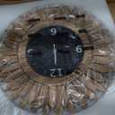 Honiway 16 Inch Wall Clocks, Rustic Wood Boho Sunburst Decorative Wall Clock Battery Operated Silent Non Ticking Farmhouse Large Wall Clocks for Living Room Kitchen Bedroom Home Decor (Rustic Brown)