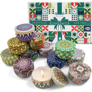 Christmas Scented Candles Gift Set, 12 Pack Candles for Home Scented, 21.12 oz Long Lasting Soy Wax Aromatherapy Candle Set with Gift Box, Christmas Gifts for Women