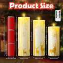 Tuanse 3 Pcs Jumbo Outdoors Christmas Flameless Candles 4 x 10/12/14 Inch Large Waterproof LED Candle with Remote Gold Reindeer Xmas Battery Operated LED Lighted for Holiday Patio Porch Lanterns Decor