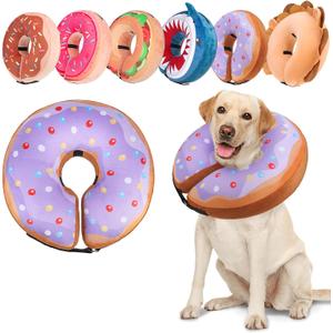 BEAUTYZOO Dog Cone Alternative After Surgery for Dogs, Soft Inflatable Cone Collar for Dogs Cats, Dog Neck Donut E Collar Dog Recovery Collar to Stop Licking, Purple Donut, L